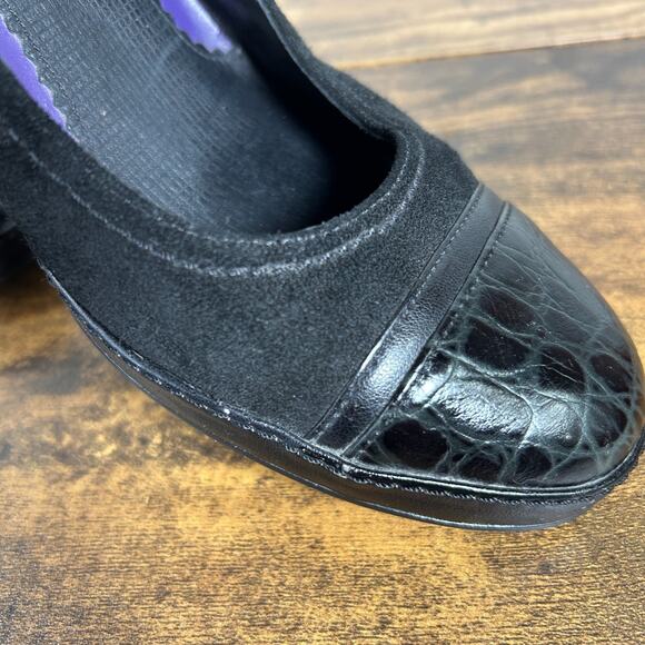 Indigo Clarks VTG Y2K Mary Jane Chunky Heels 9 1/2 M Black Leather Grunge Witchy - Picture 3 of 9